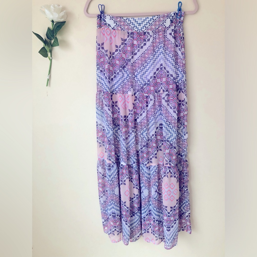 Express Purple and Pink Maxi Skirt